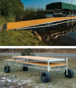 FLOE Quick-Attach Roll-In Shoreway Ramp — Chestnut Aluma-Grain finish
Ramp
