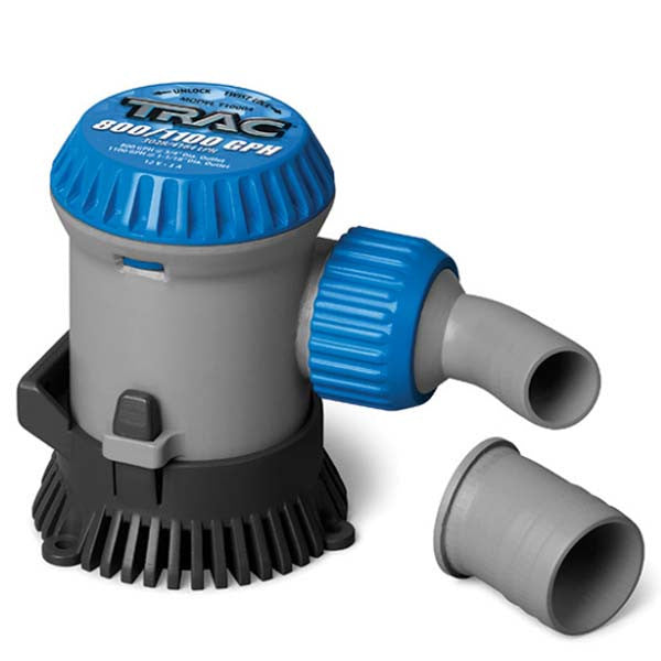 TRAC Outdoors T10004 12 volt marine bilge pump with 800 and 1100 GPH rating for boat bilge water removal