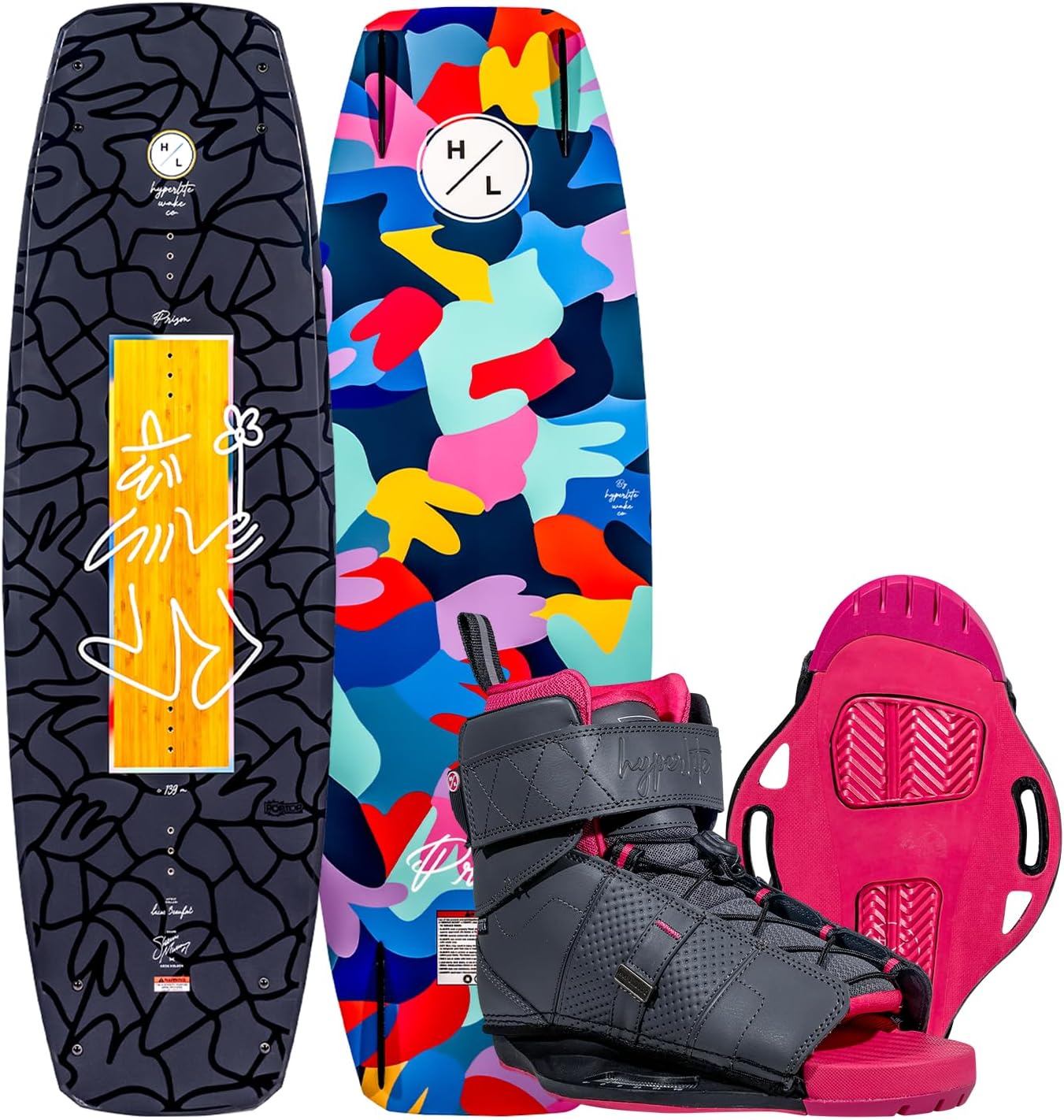 Hyperlite Prizm Women’s Wakeboard with Viva Bindings - Satin Flex and Bamboo Top