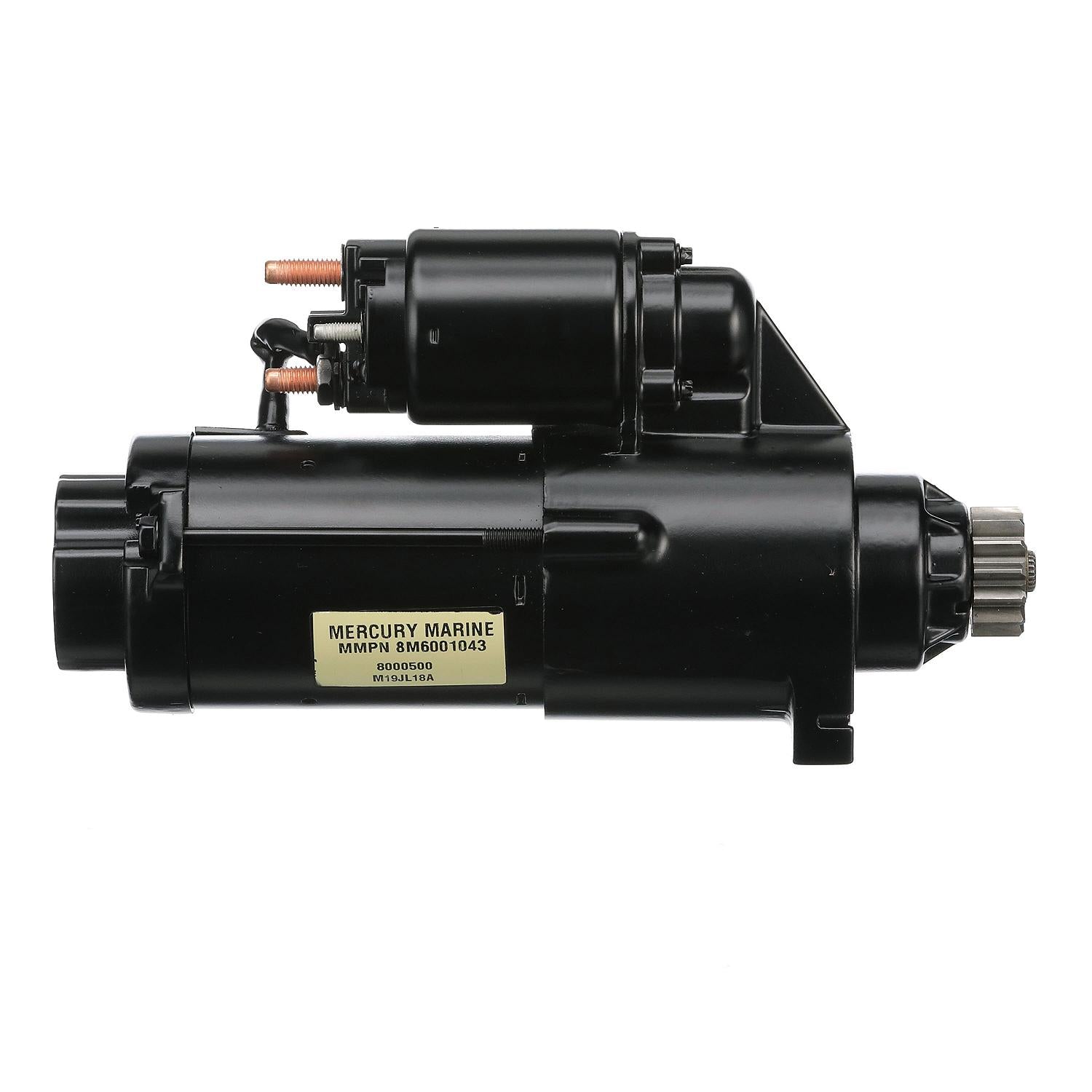 Quicksilver 892339T01 starter motor assembly side label view