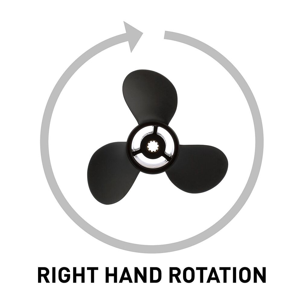 Quicksilver QA3810R Black Diamond 9.9 x 11 RH propeller right-hand rotation diagram
