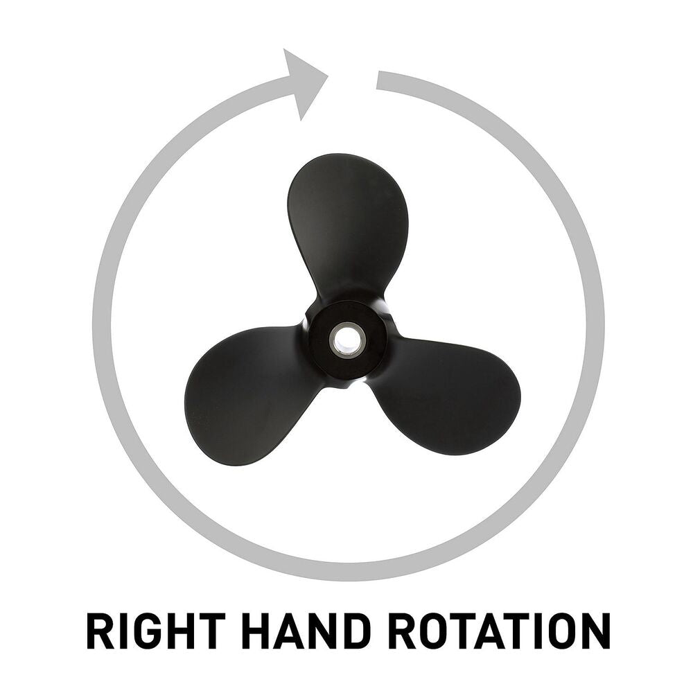 Quicksilver QA3152R Black Diamond 9.25 x 11 RH propeller right-hand rotation diagram