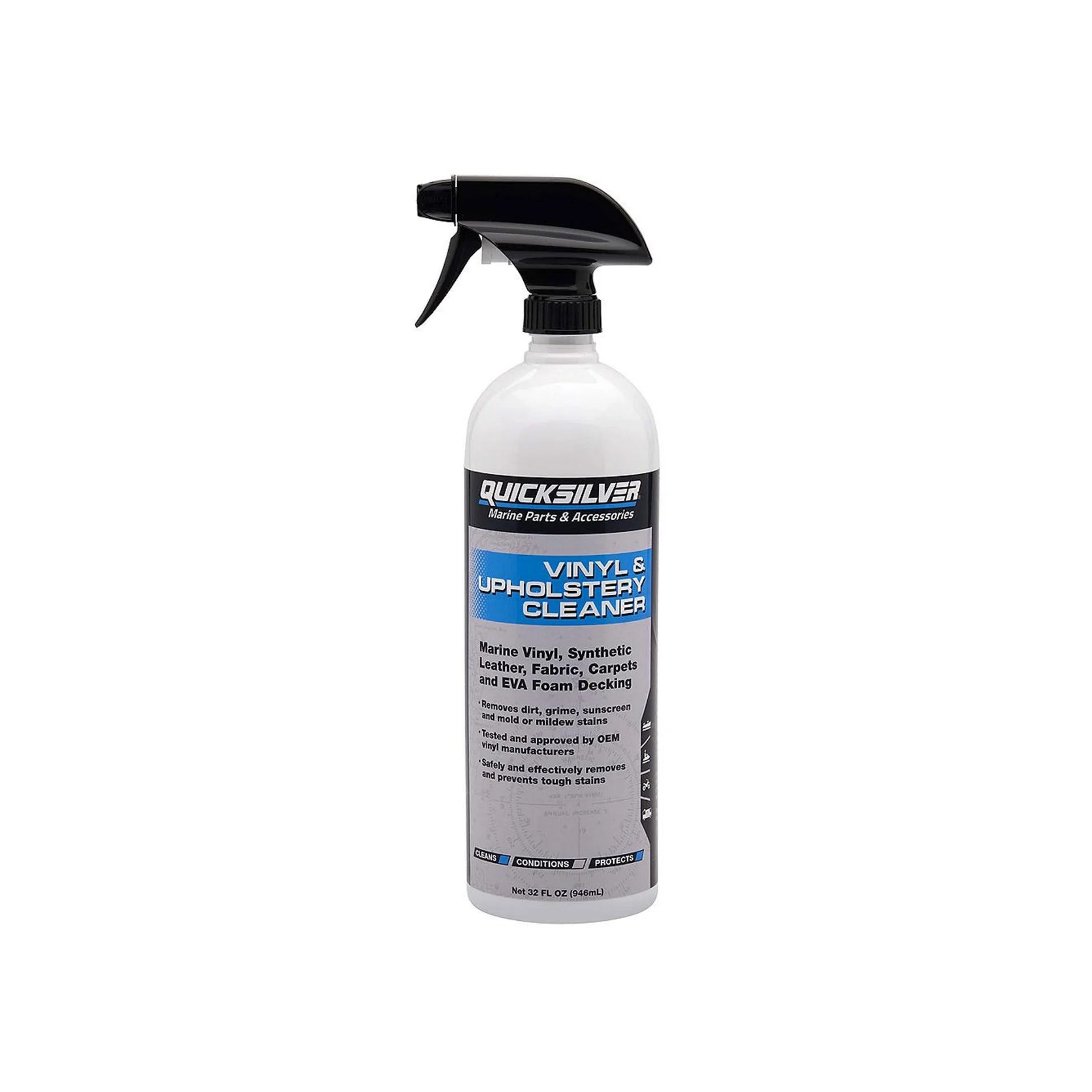 Quicksilver 8M0231471 Vinyl Upholstery Cleaner 32 oz for marine vinyl leather carpet and EVA foam decking