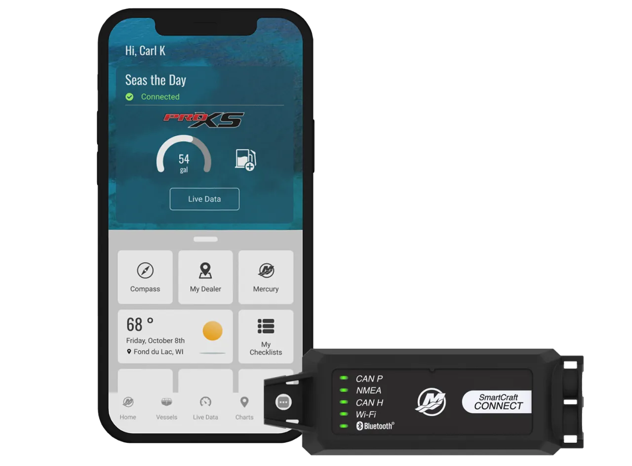 Mercury 8M0173128 SmartCraft Connect Single Engine gateway module for Bluetooth and Wi-Fi engine data streaming with Phone