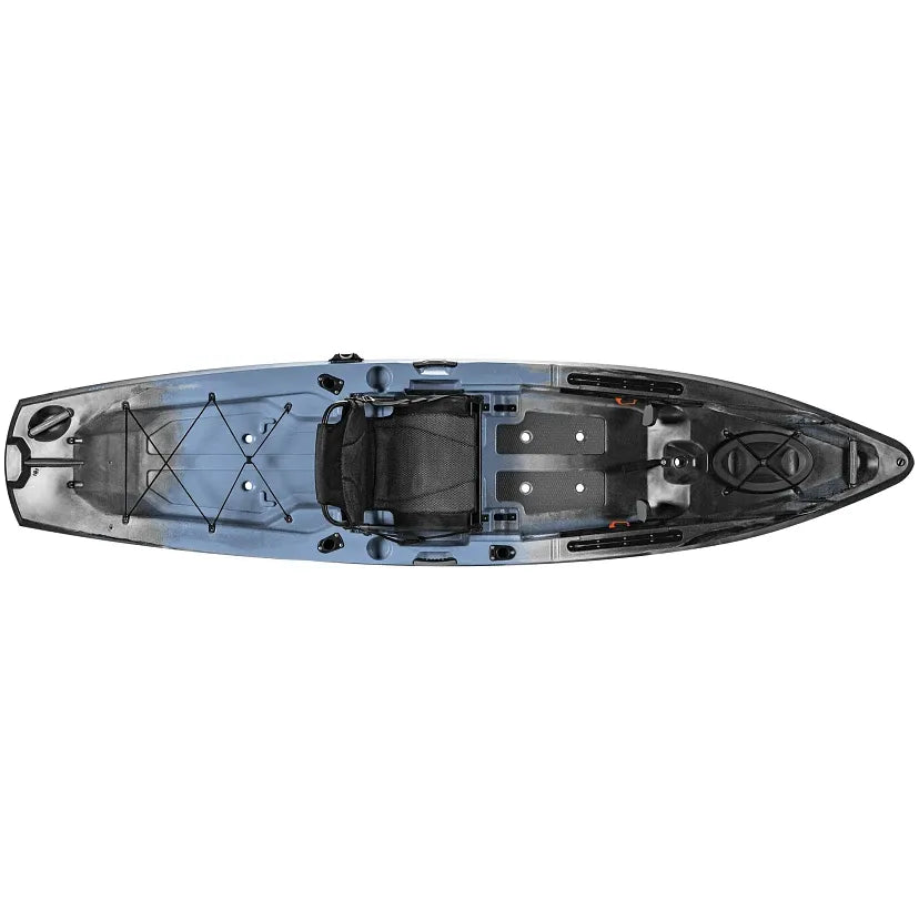 Old Town Sportsman 120 sit-on-top paddle fishing kayak in Steel Camo top