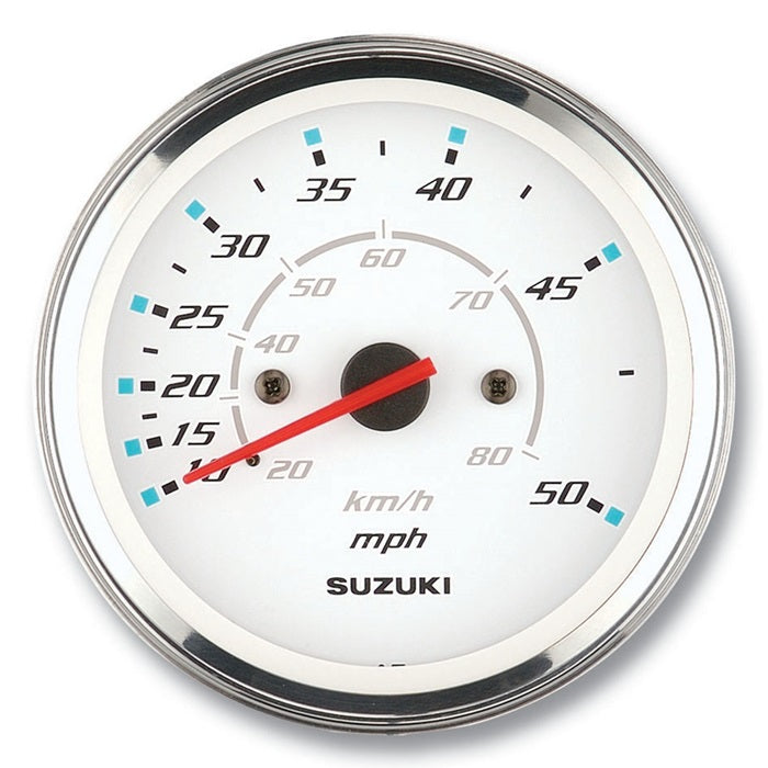 Suzuki 34100-93J33 white 4-inch speedometer with 50 mph and 80 km/h scales