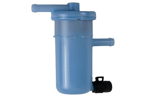 A blue Suzuki fuel filter designed for specific Suzuki DF150 and DF175 engine models.