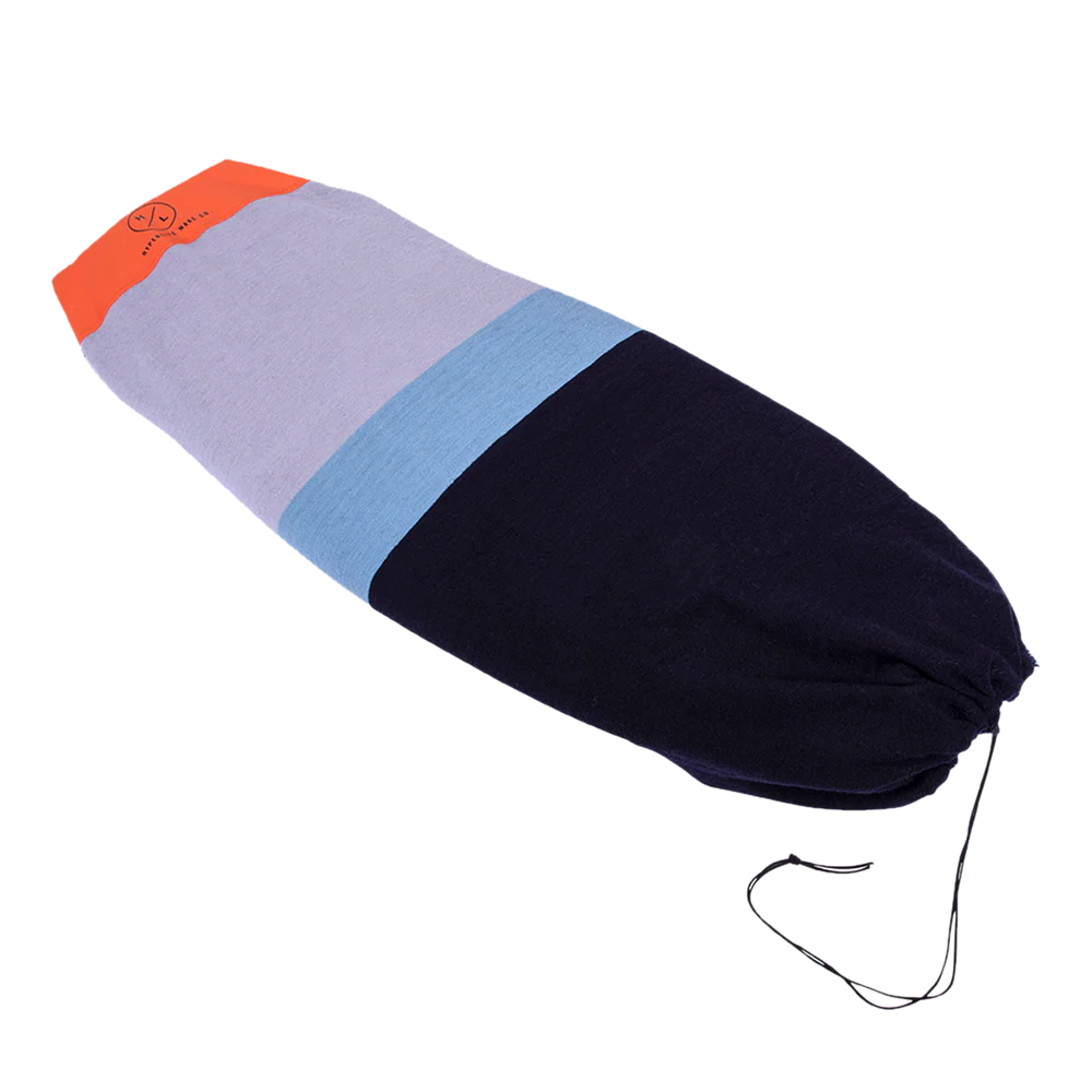 Hyperlite Blunt Nose Surf Sock OSFA wakesurf board cover with plush terrycloth fabric, reinforced nylon nose, drawstring closure, and fin pouch