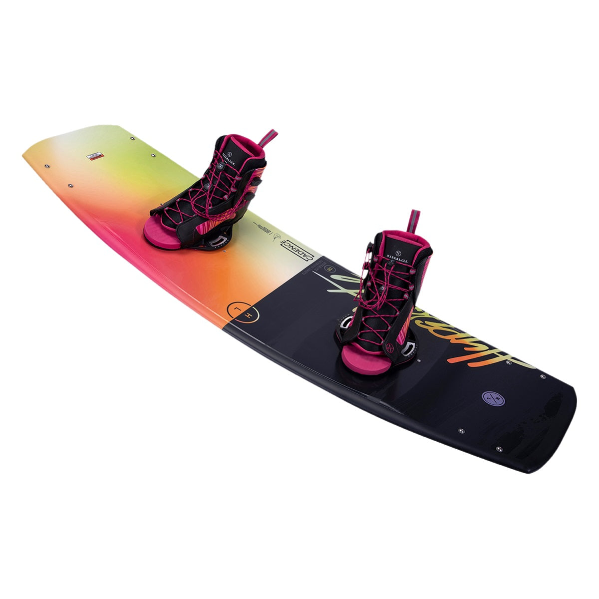 cadence wakeboard with jinx bindings on top