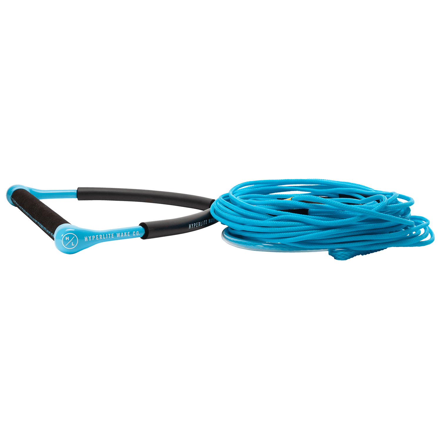 Hyperlite CG wakeboard handle with Fuse Line in blue, chamois grip, lightweight end caps, 75-foot rope