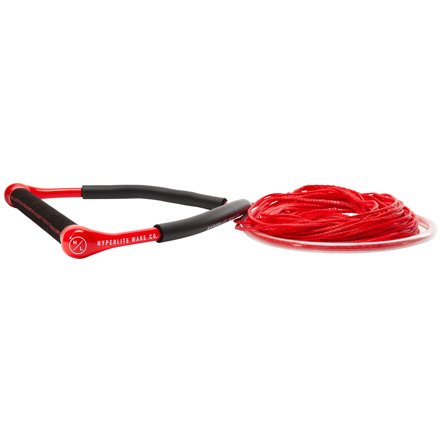 Hyperlite CG wakeboard handle with 65-foot Maxim ML mainline, chamois grip, lightweight end caps red