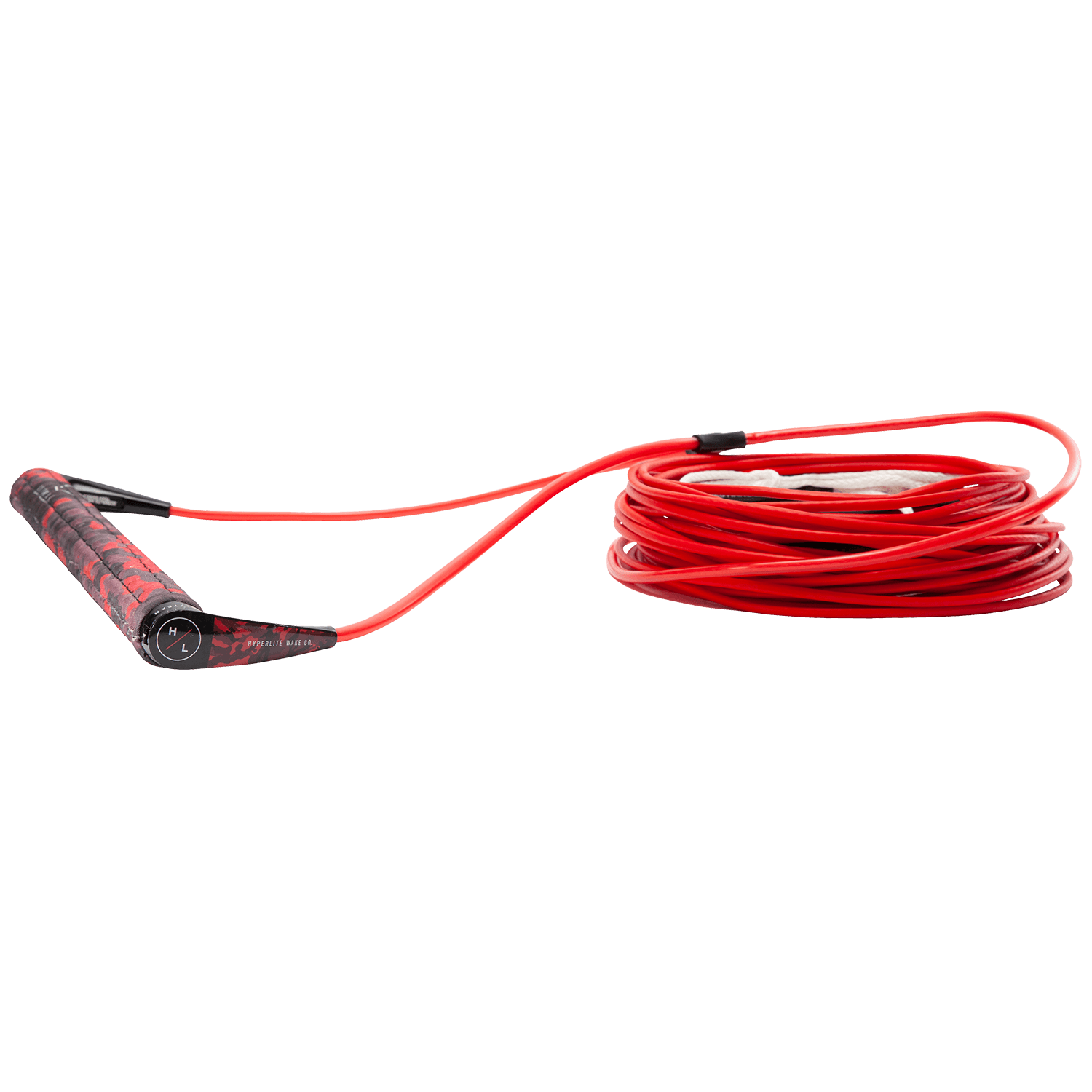 Hyperlite SG wakeboard handle with X-Line in red, silicone grip, lightweight end caps, 75-foot rope