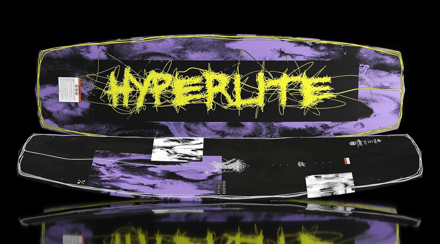 Hyperlite Blueprint wakeboard with Team OT bindings in 138 143 and 147 sizes with adjustable open toe bindings