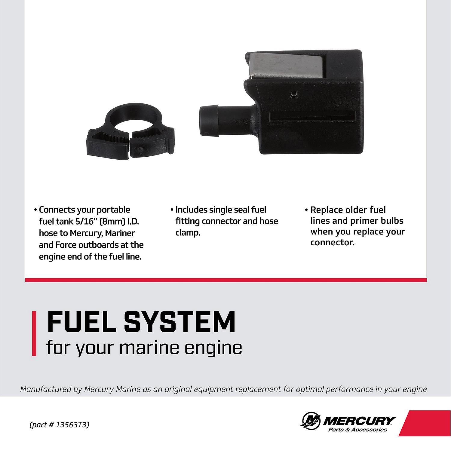 Mercury 13563T3 quick disconnect fuel line connector for outboard end 5/16 inch 8 mm fuel line facts