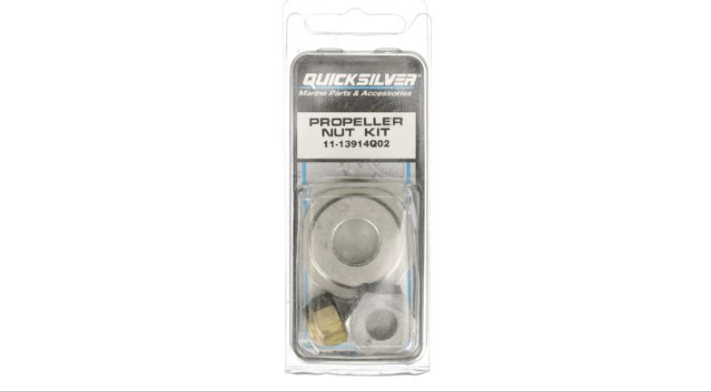 Quicksilver 13914Q02 propeller nut kit for Mercury Mariner 6HP to 15HP and Force 9.9HP to 15HP outboards box
