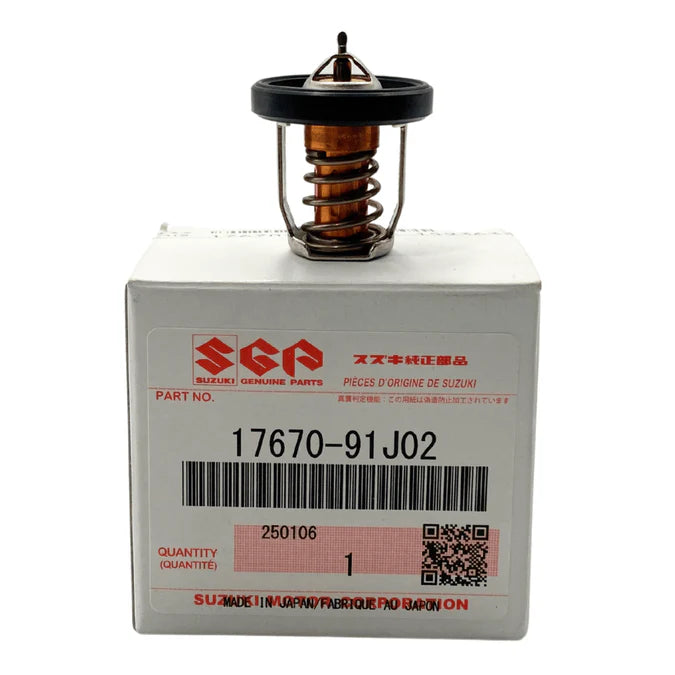 Suzuki 17670-91J02 50C water thermostat for select Suzuki DF4 DF6 outboard cooling systems box