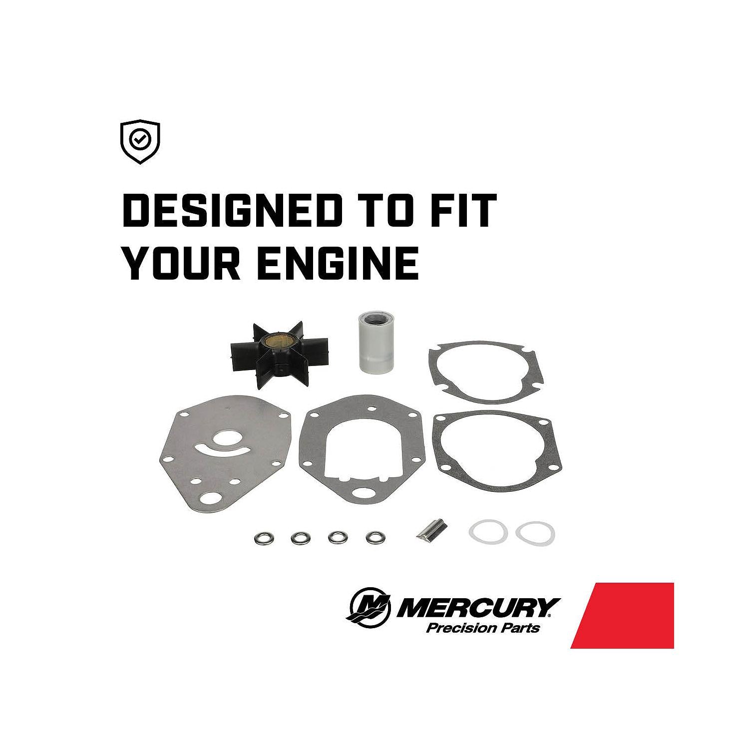Mercury 19453T2 water pump impeller repair kit for 50-60HP 3-cylinder TwoStroke outboards with standard gearcase designed to fit