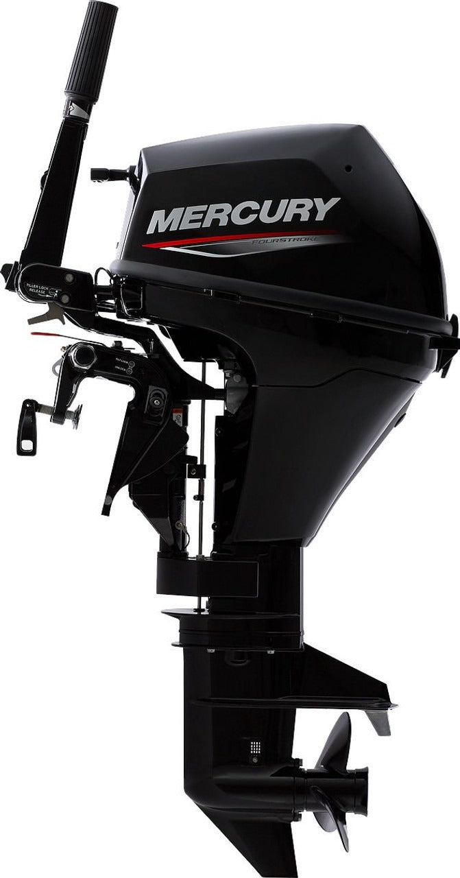 Mercury 1A10201LK 9.9hp Tiller FourStroke Outboard Motor - 15" Shaft, Manual Tilt/Trim, Manual Start