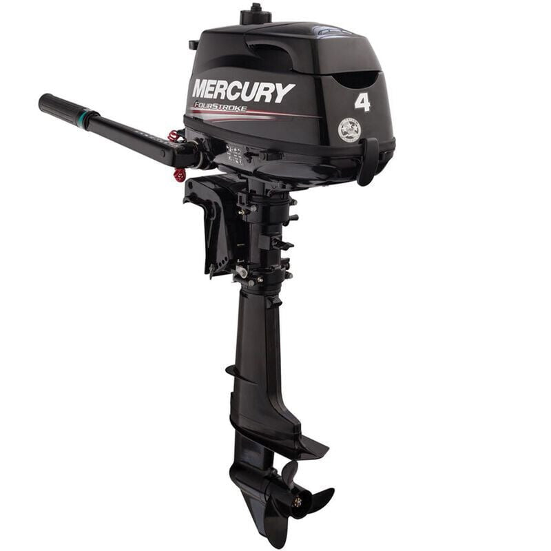 Mercury 1F04201KK 4hp Tiller FourStroke Outboard Motor - 15" Shaft, Manual Tilt/Trim, Manual Start