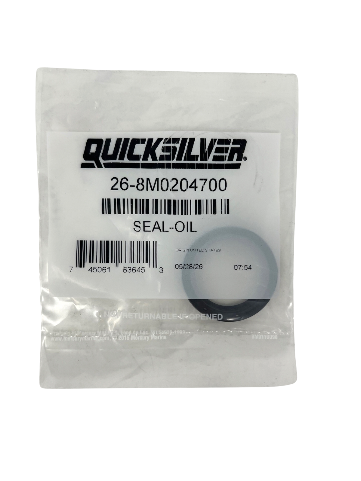 Mercury 8M0204700 Propeller Shaft Oil Seal front of packaging 