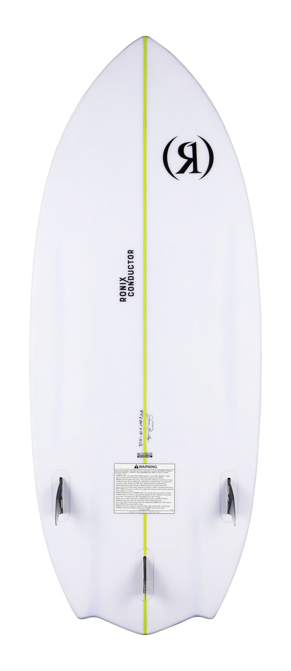 Ronix Flyweight - WakeSurf Conductor - Glacier White / Lime Green