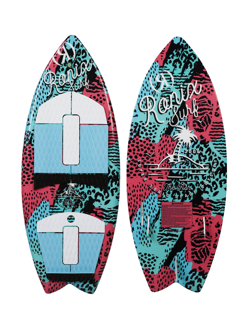 Ronix Super Sonic Space Odyssey Girl's Fish Wakesurf Board - Coral / Mint / Black - 3'9