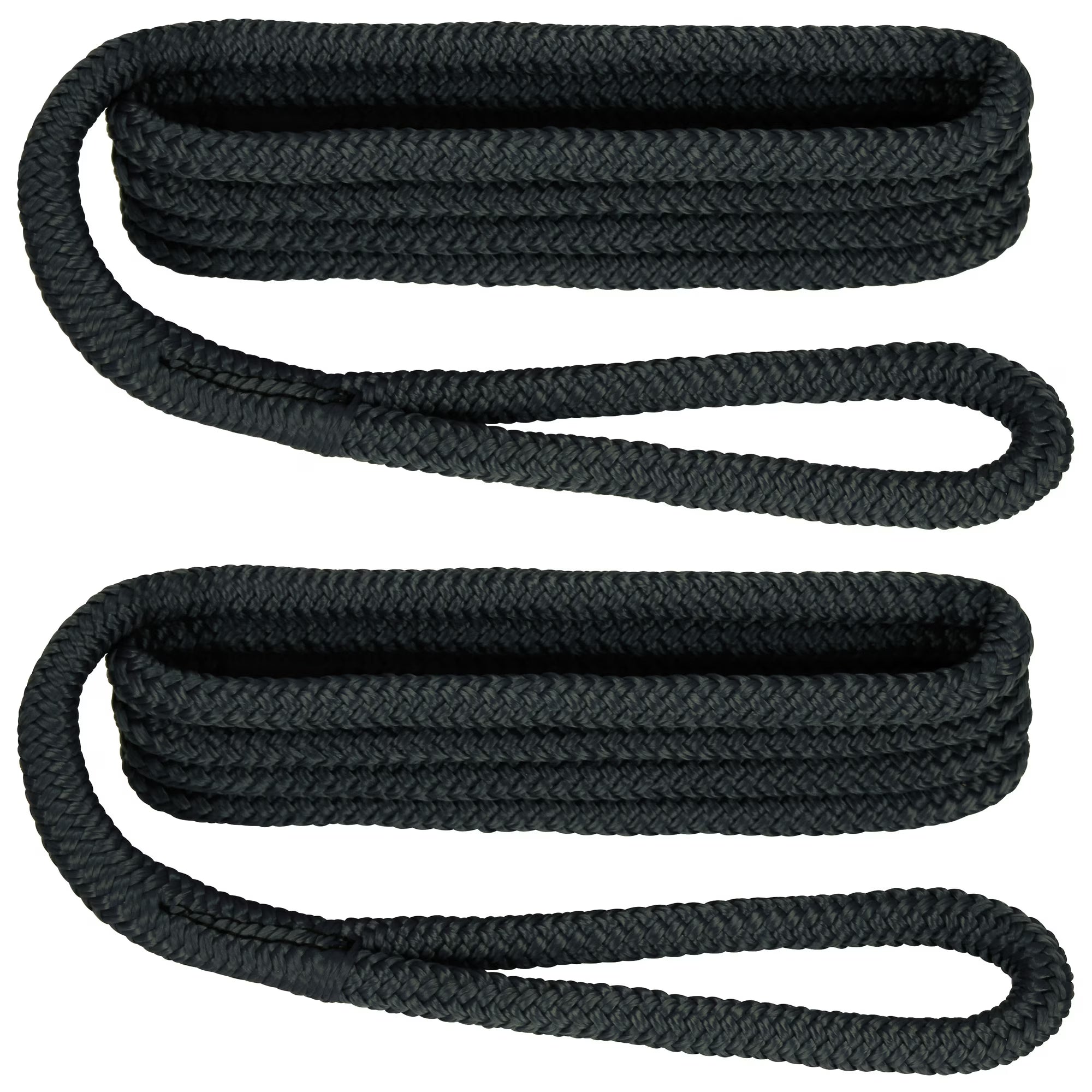 Extreme Max 3006.2168 BoatTector black double braid nylon fender line 2-pack 3/8 x 6 ft
