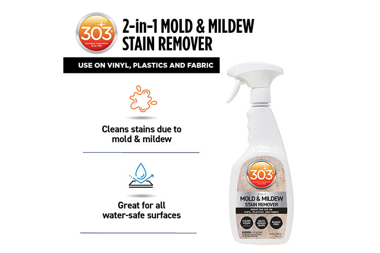 303 Products 30574 mold and mildew cleaner plus blocker for marine vinyl fabric and interior surfaces facts