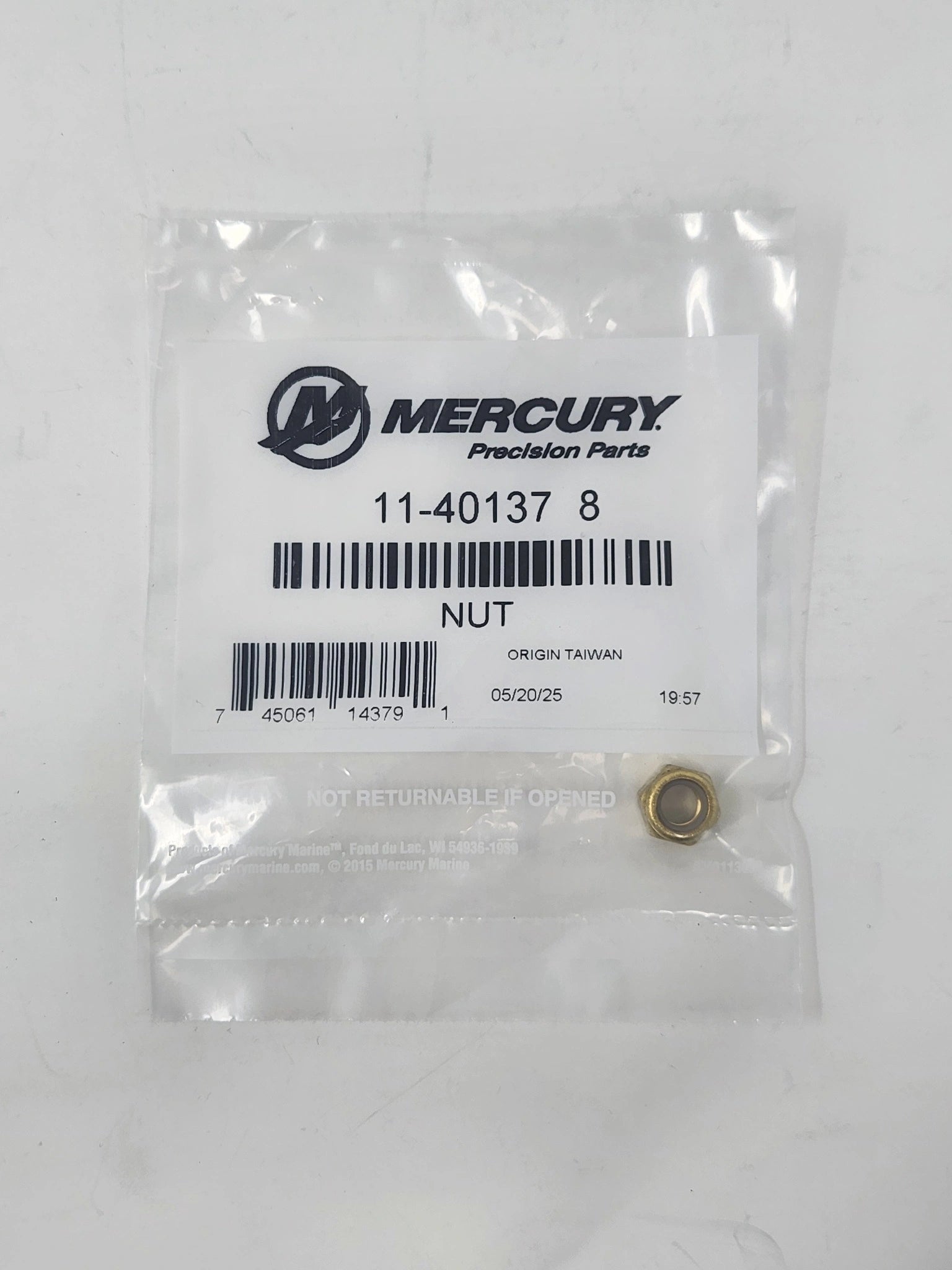 Mercury 401378 nut 401198 OEM marine M8 replacement part