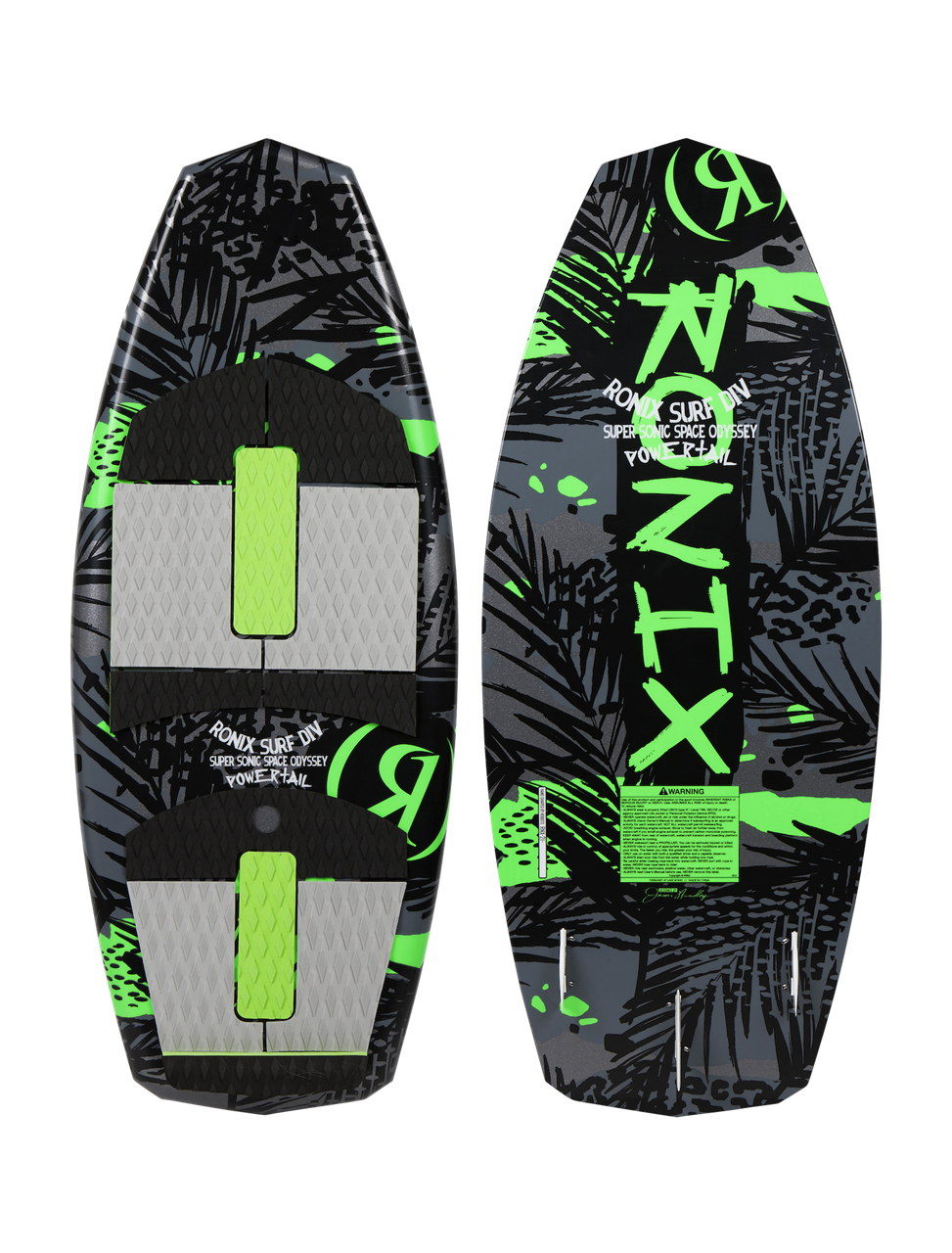 Ronix Super Sonic Space Odyssey Powertail Wakesurf Board - Black / Green - 3'9