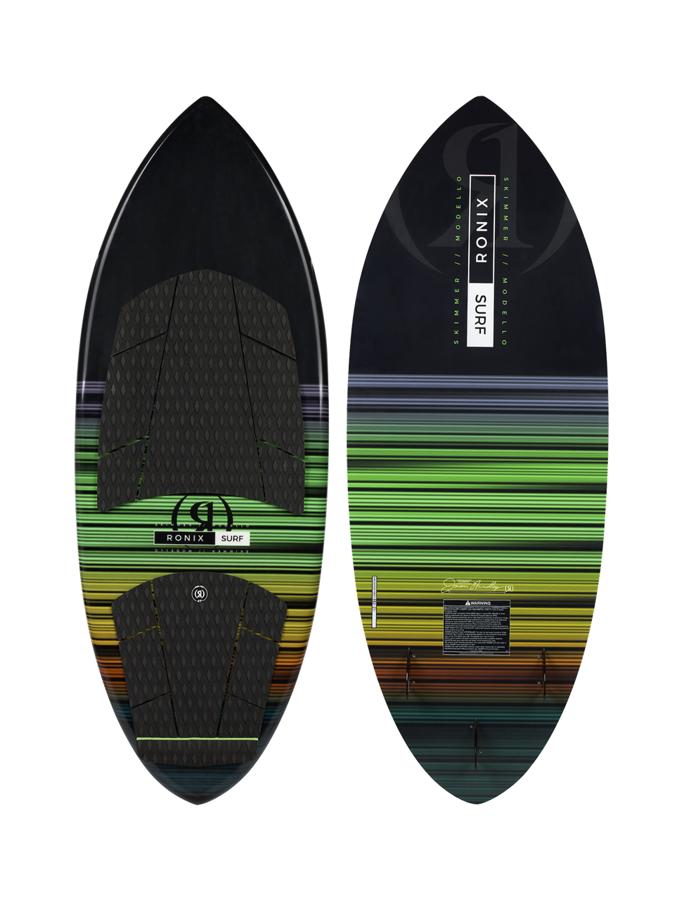 Ronix Modello Skimmer Wakesurf Board - Black / Green / Yellow / Orange - 4'10
