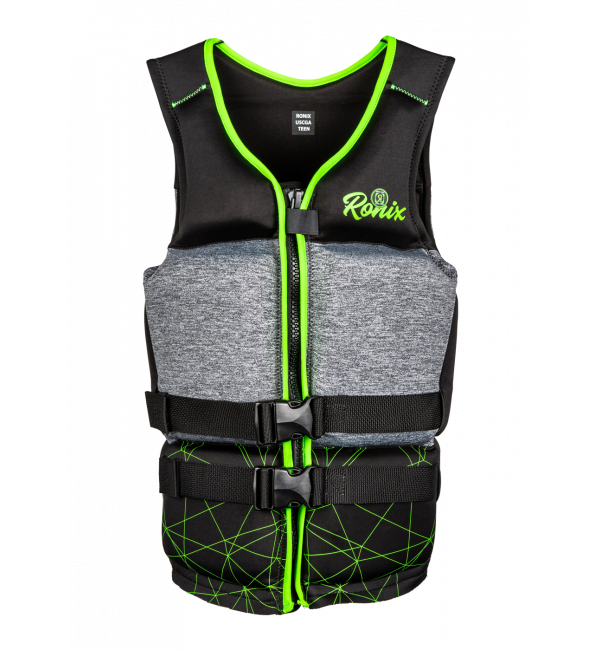 Ronix Driver's Ed Capella 3.0 CGA Life Vest - Black / Lime - Teen (75-125lbs)