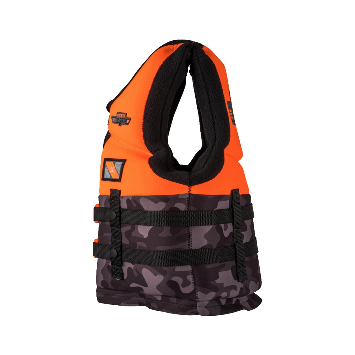 Ronix Top Grom - Boys CGA Life Vest - Orange / Black Camo - Youth (50-90lbs)