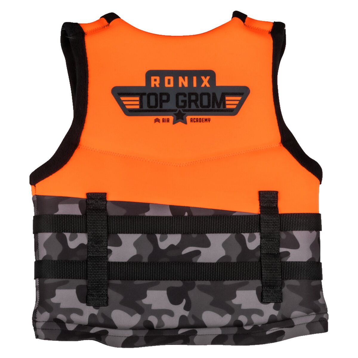 Ronix Top Grom - Boys CGA Life Vest - Orange / Black Camo - Youth (50-90lbs)