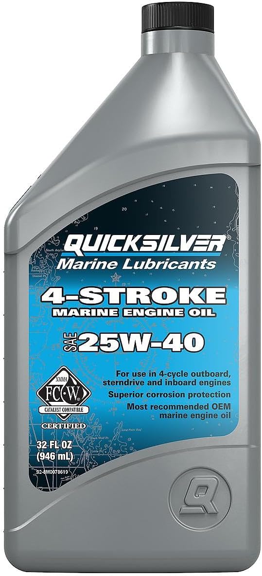 Quicksilver 8M0078619 25W-40 4-Stroke Marine Engine Oil, 1 Quart
