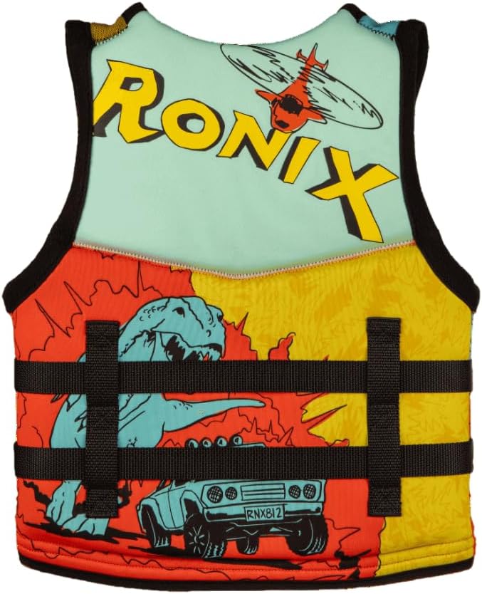 Ronix -Vision - Boy's CGA Life Vest - Blue/Orange/Yellow - Youth (50-90lbs)