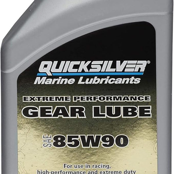 quicksilver marine lubricants high performance gear lube Quicksilver 8M0111677 85W-90 Extreme Performance Gear Lube for Outboar