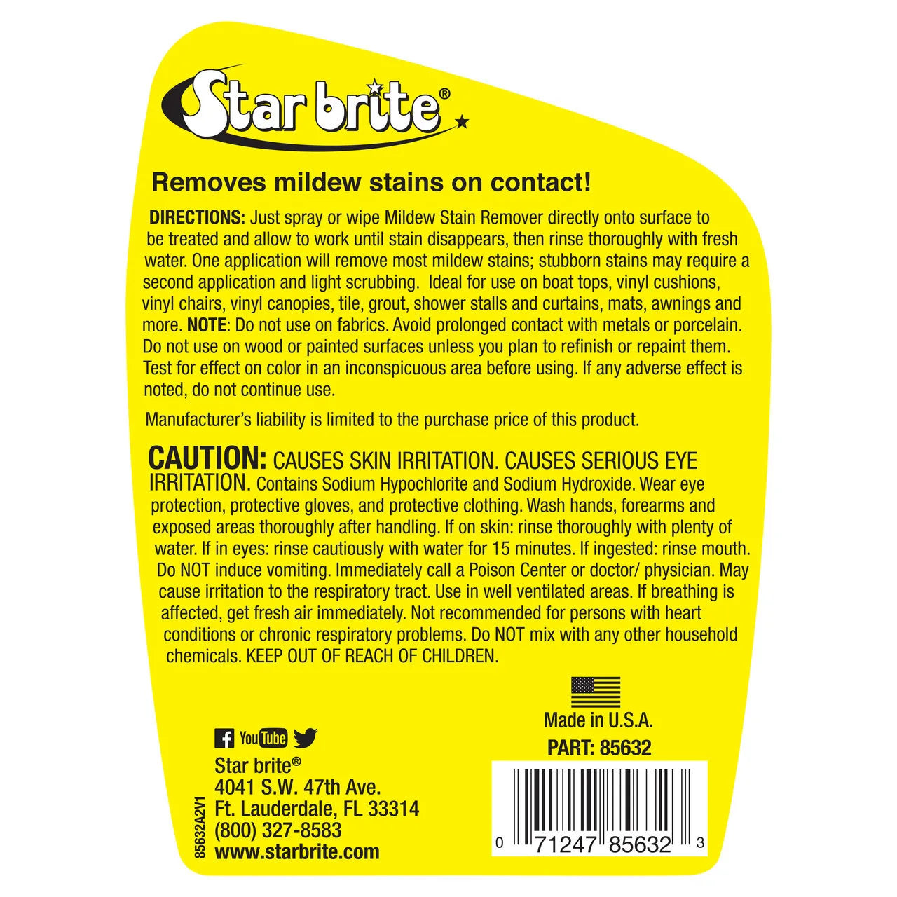 Starbrite Mildew Stain Remover – 32 oz Spray Back