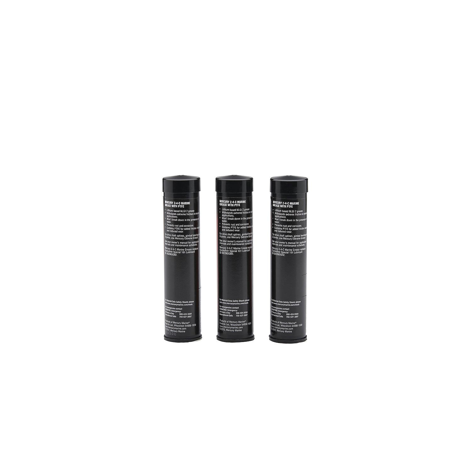 Mercury 802861A1 2-4-C marine grease with PTFE 3 oz cartridges pack of 3 Back