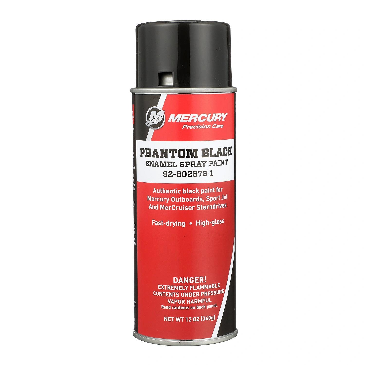 Mercury 8028781 Phantom Black Enamel Spray Paint for Outboards and Sterndrives