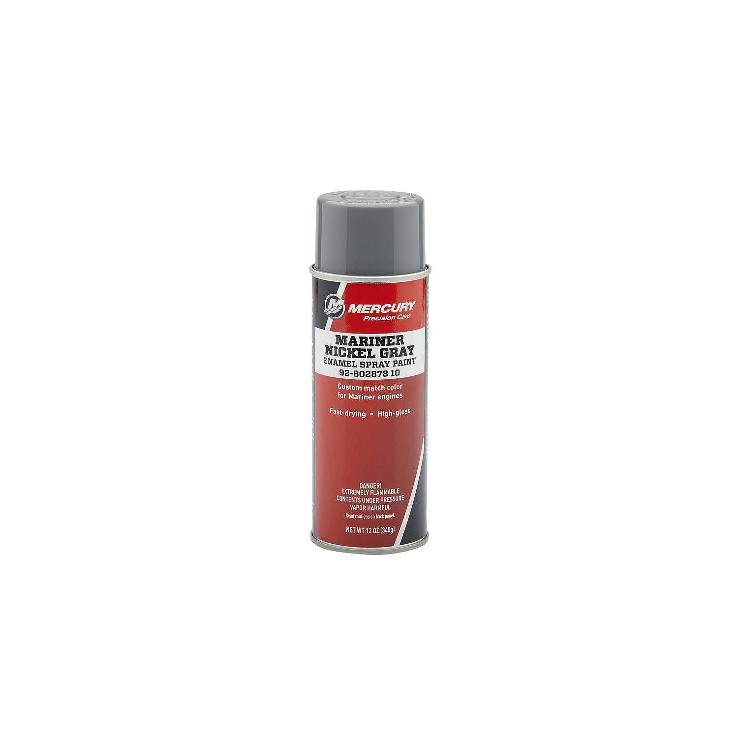 Mercury Precision 80287810 Mariner Nickel Gray enamel spray paint 12 oz for 1994-up Mariner lower cowls and Tracker silver cowls