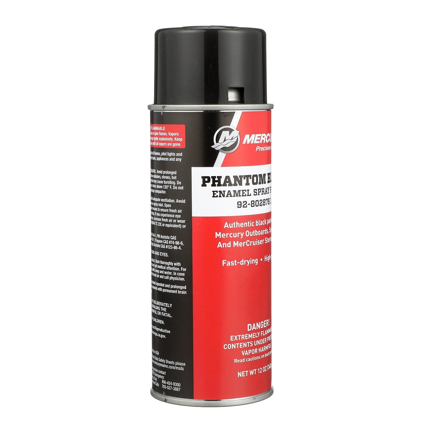 Mercury 8028781 Phantom Black Enamel Spray Paint for Outboards and Sterndrives Left Angle
