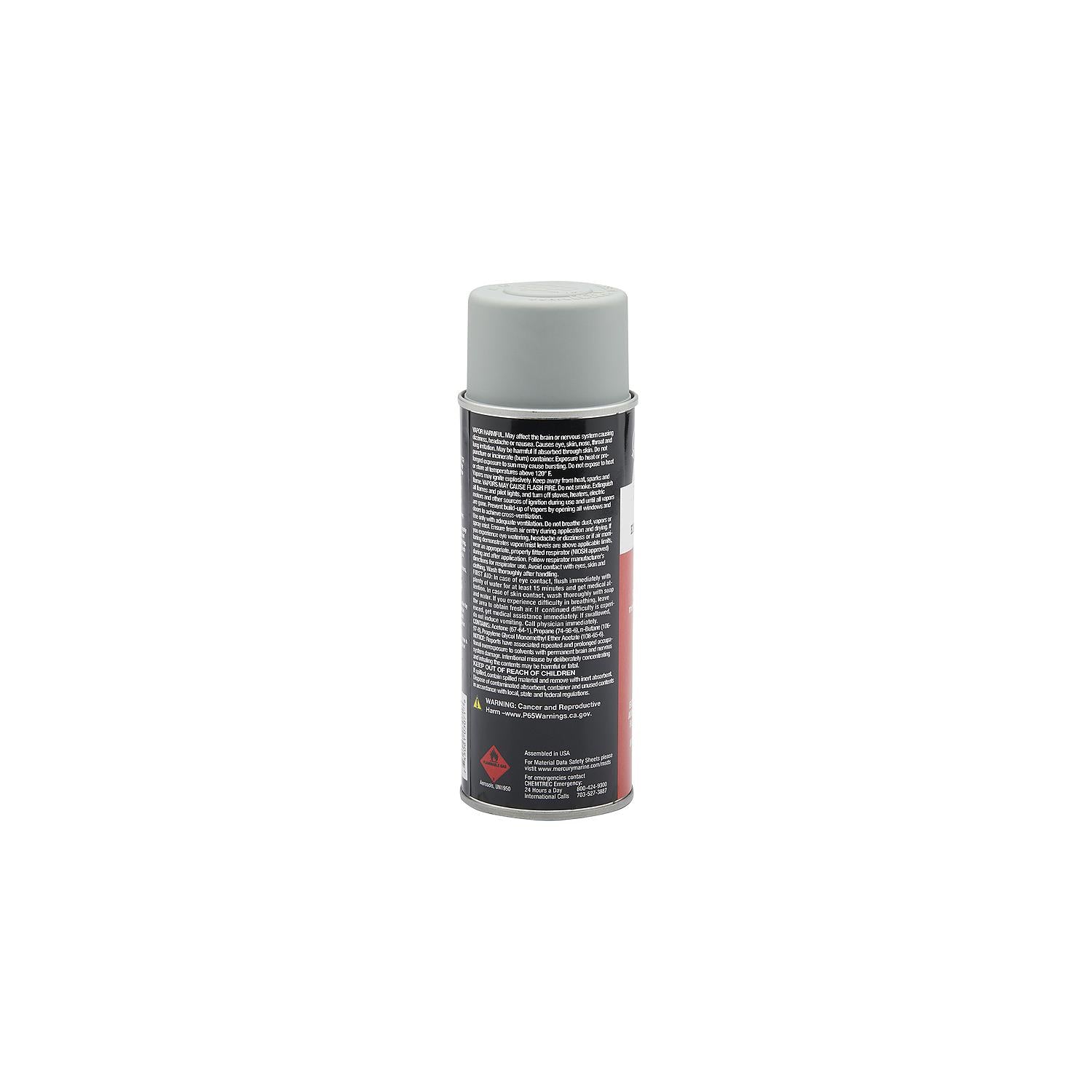 Mercury Precision 80287852 light gray primer enamel spray paint 12 oz for engine cowls gearcases drives and prop surfaces Back