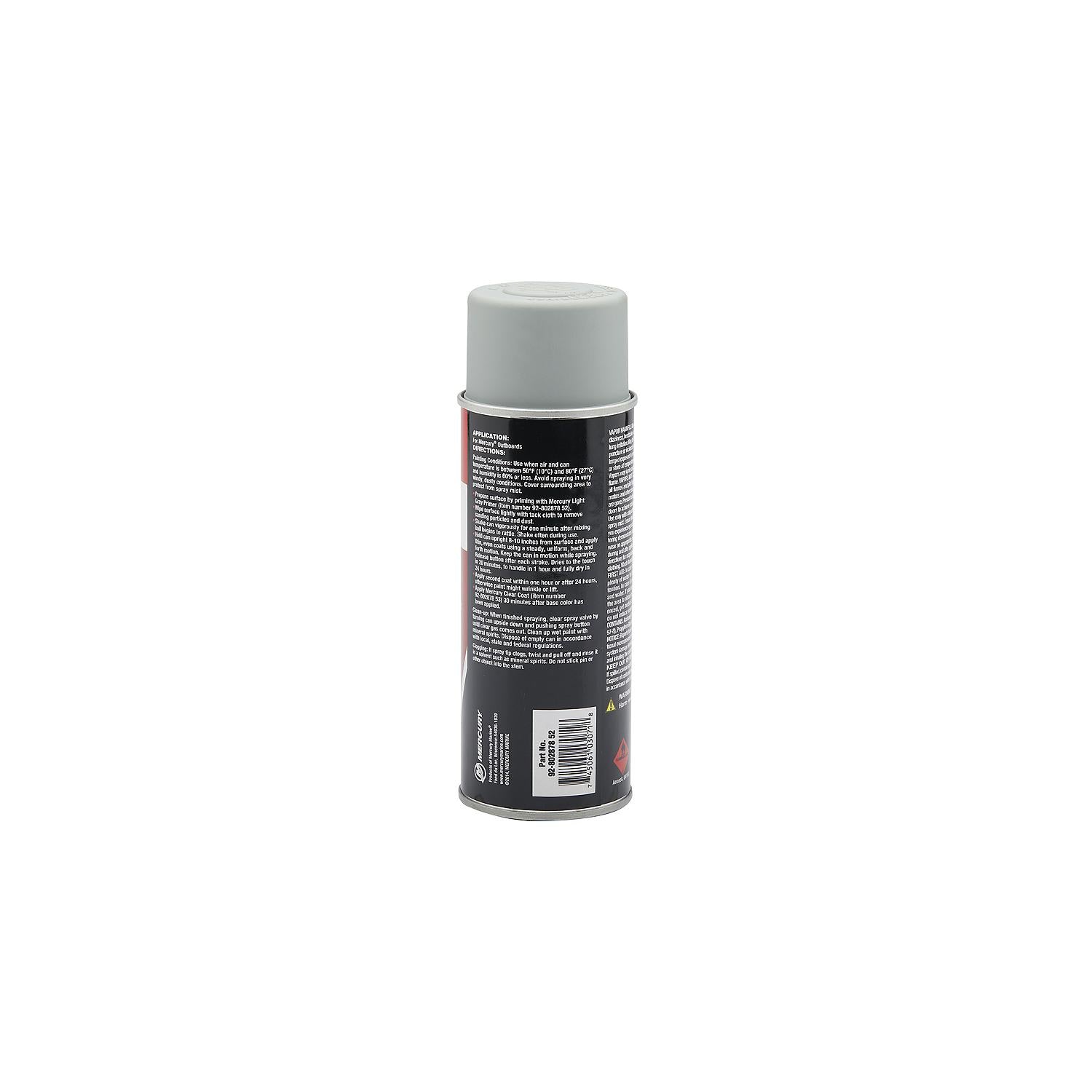 Mercury Precision 80287852 light gray primer enamel spray paint 12 oz for engine cowls gearcases drives and prop surfaces Side