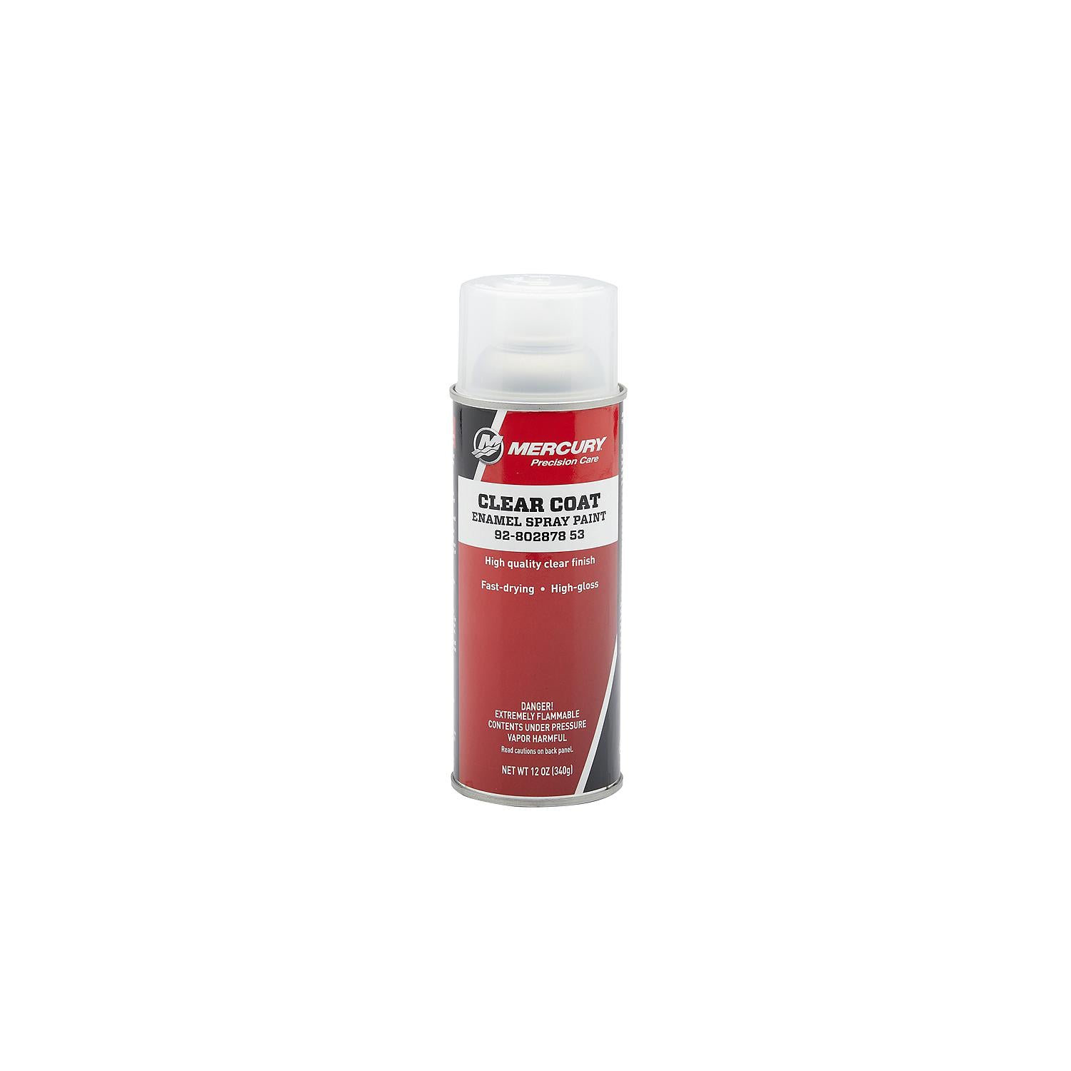 Mercury Precision 80287853 clear coat enamel spray paint 12 oz for Mercury Mariner and Force outboard cowls