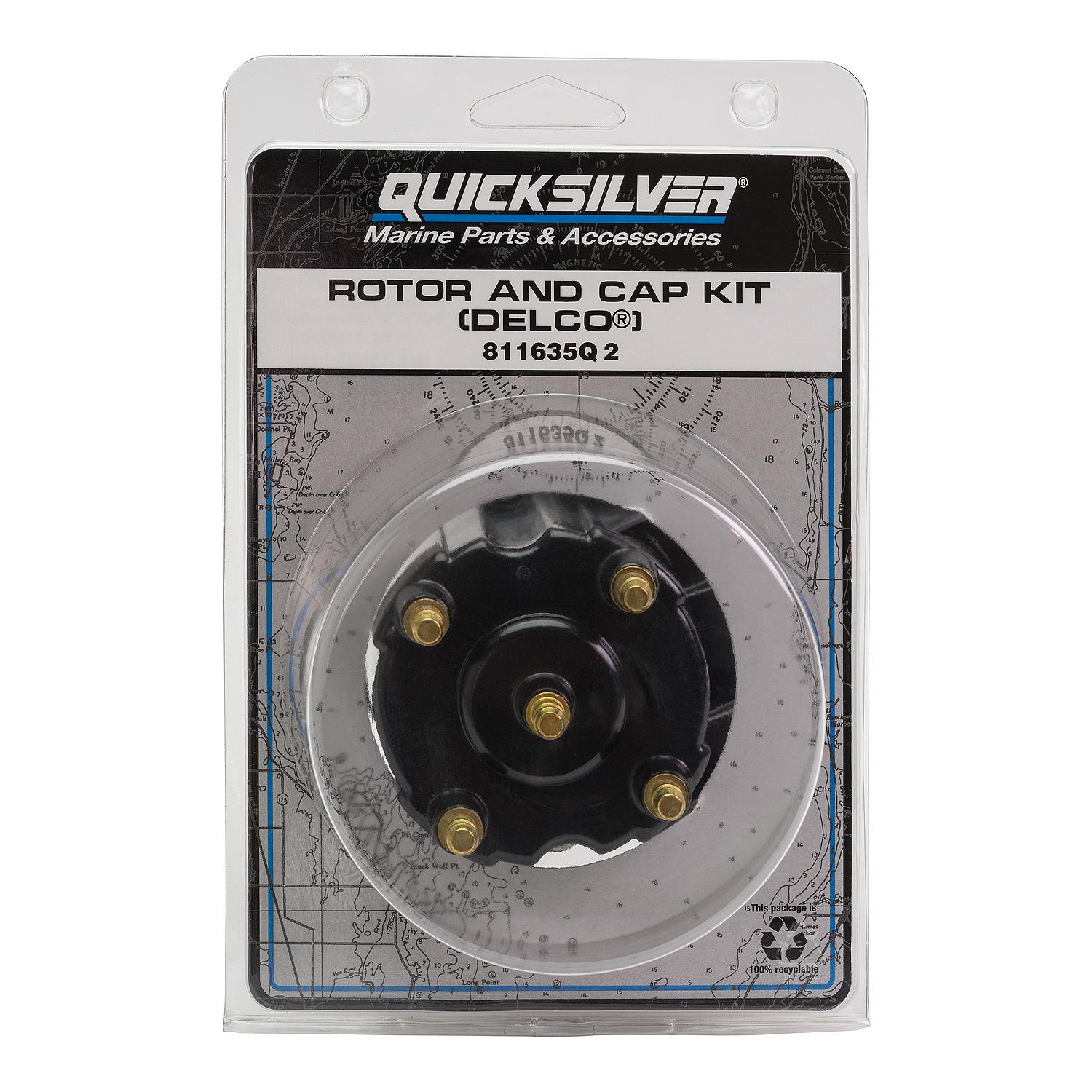 Quicksilver 811635Q2 distributor cap and rotor kit for GM 4-cylinder MerCruiser engines with Delco EST ignition box