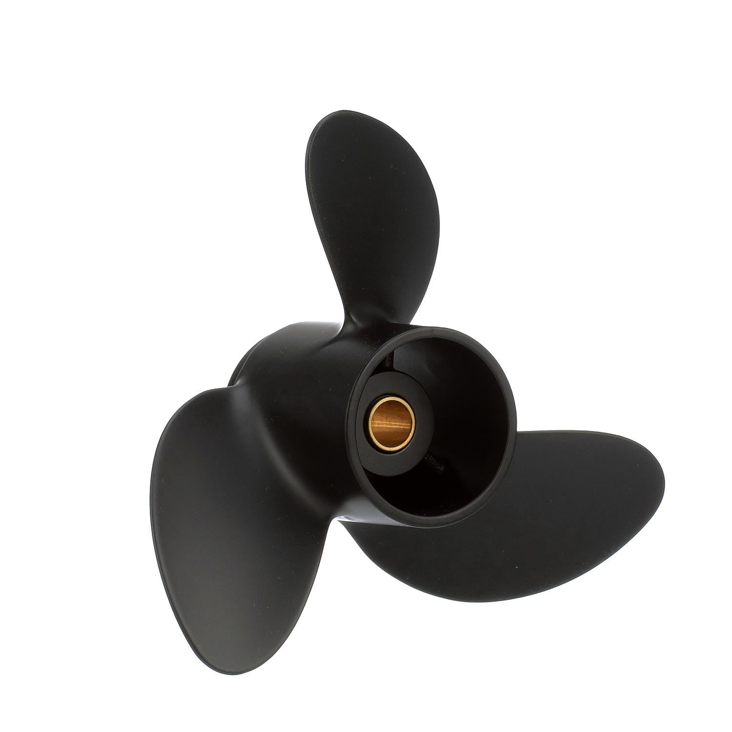 Mercury Black Max 3-blade aluminum propeller 7.8 x 7 right hand 12 tooth spline for Mercury and Mariner 4-6hp outboards 812949A02 Front Angle