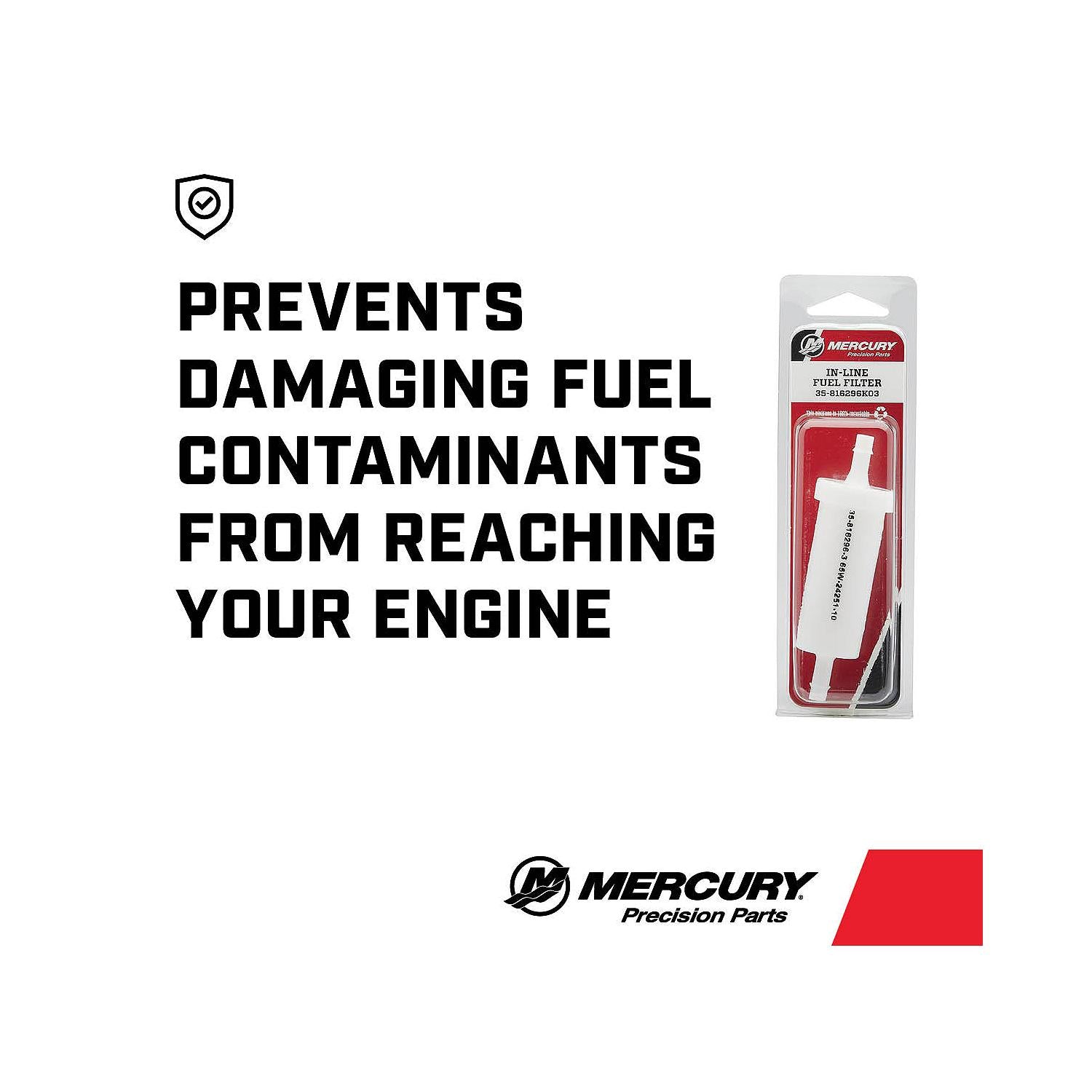 Mercury 816296K03 inline fuel filter for Mercury and Mariner 8-15HP FourStroke 323cc outboards with 1/4-inch hose Prevents Comtaminents