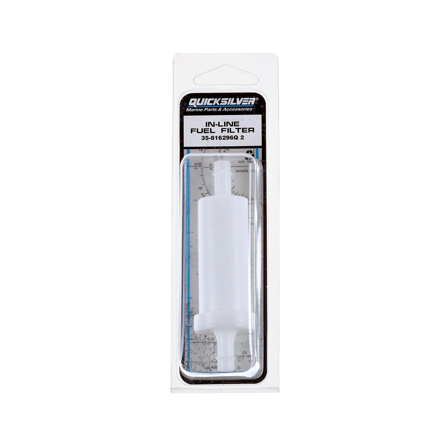 Quicksilver 816296Q2 inline fuel filter in retail packaging