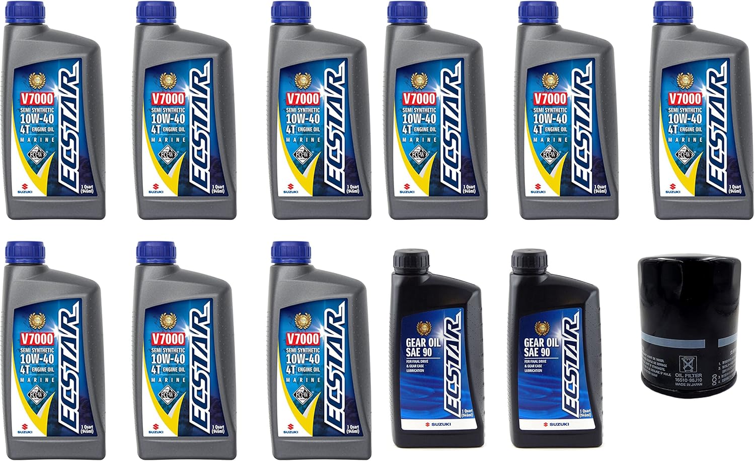 Suzuki Oil Change Kit for DF175 with 9 quarts of Oil and 16510-96J11 Filter and 2 Quarts Suzuki Lower Unit Hypoid Gear Oil SAE-90